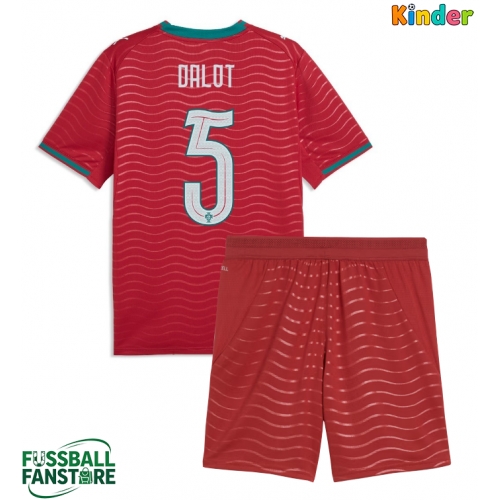 Portugal Diogo Dalot #5 Replik Heimtrikot Kinder WM 2026 Kurzarm (+ Kurze Hosen)
